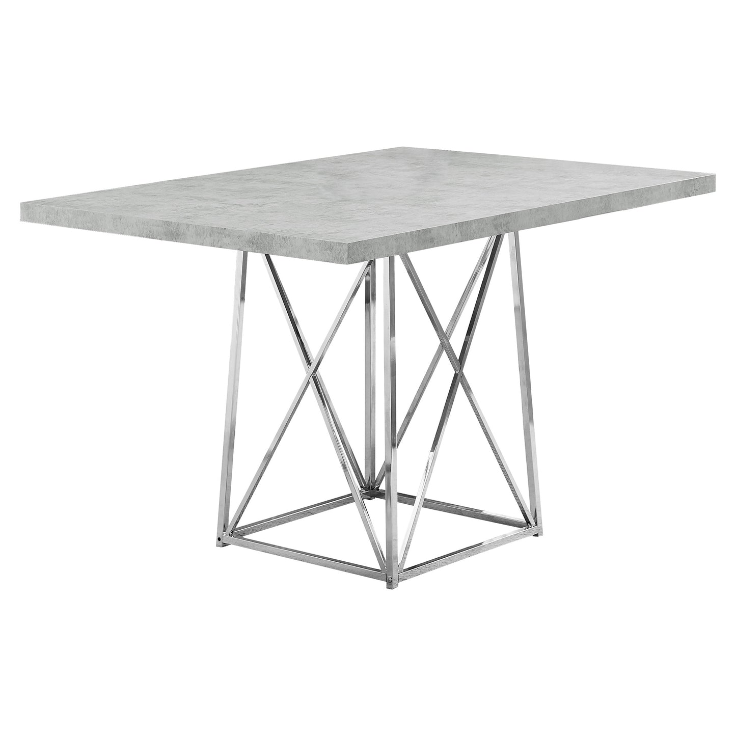 Monarch Specialty Dining Table, 48" Rectangular, Grey, Chrome, Contemporary, Modern I 1043