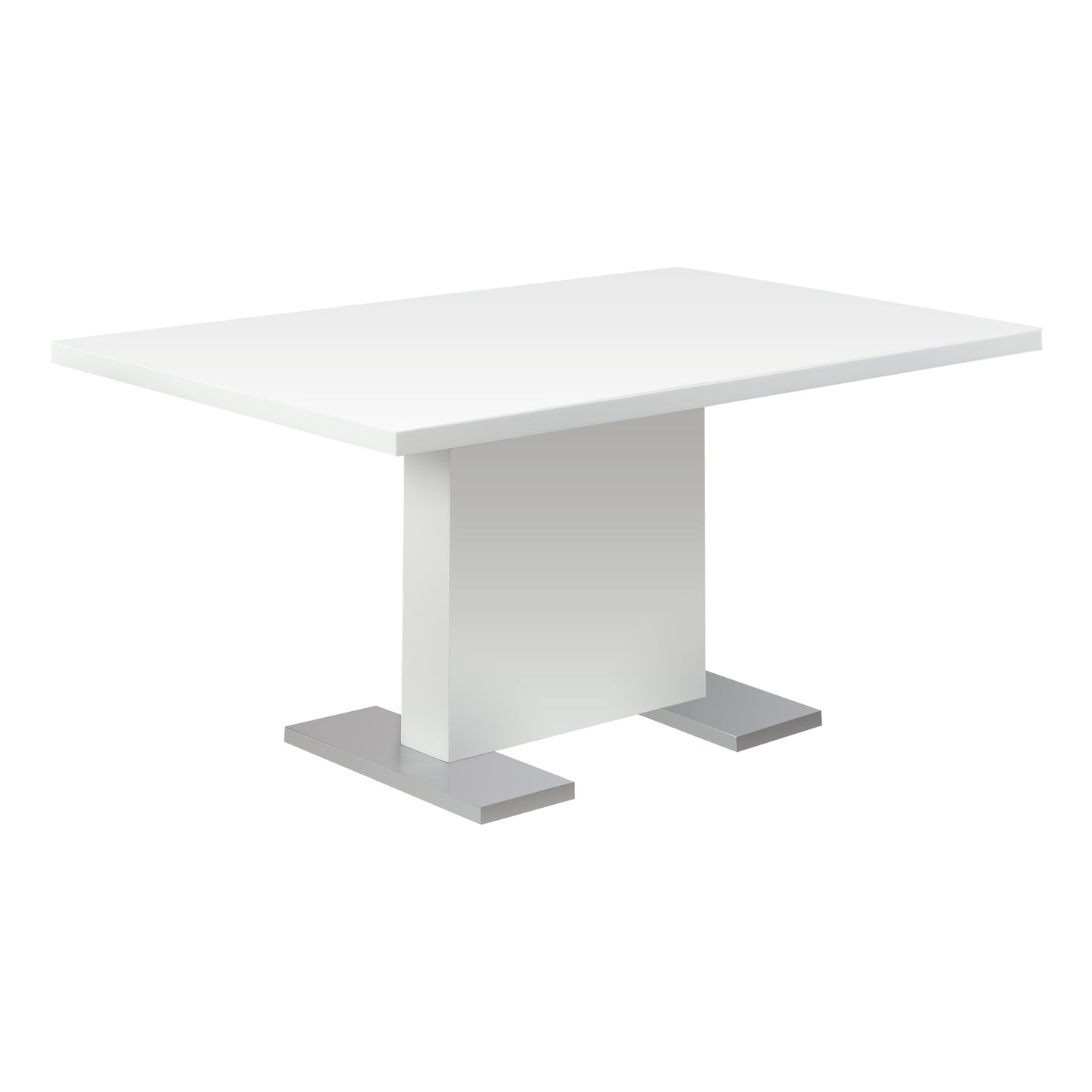 Monarch Specialty Dining Table, 60" Rectangular Glossy White, Chrome, Contemporary, Modern I 1090