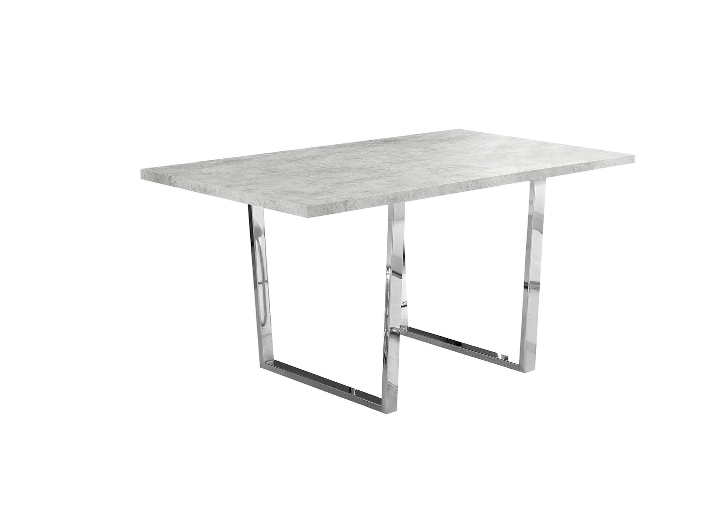 Monarch Specialty Dining Table, 60" Rectangular Grey, Chrome, Contemporary, Modern I 1119