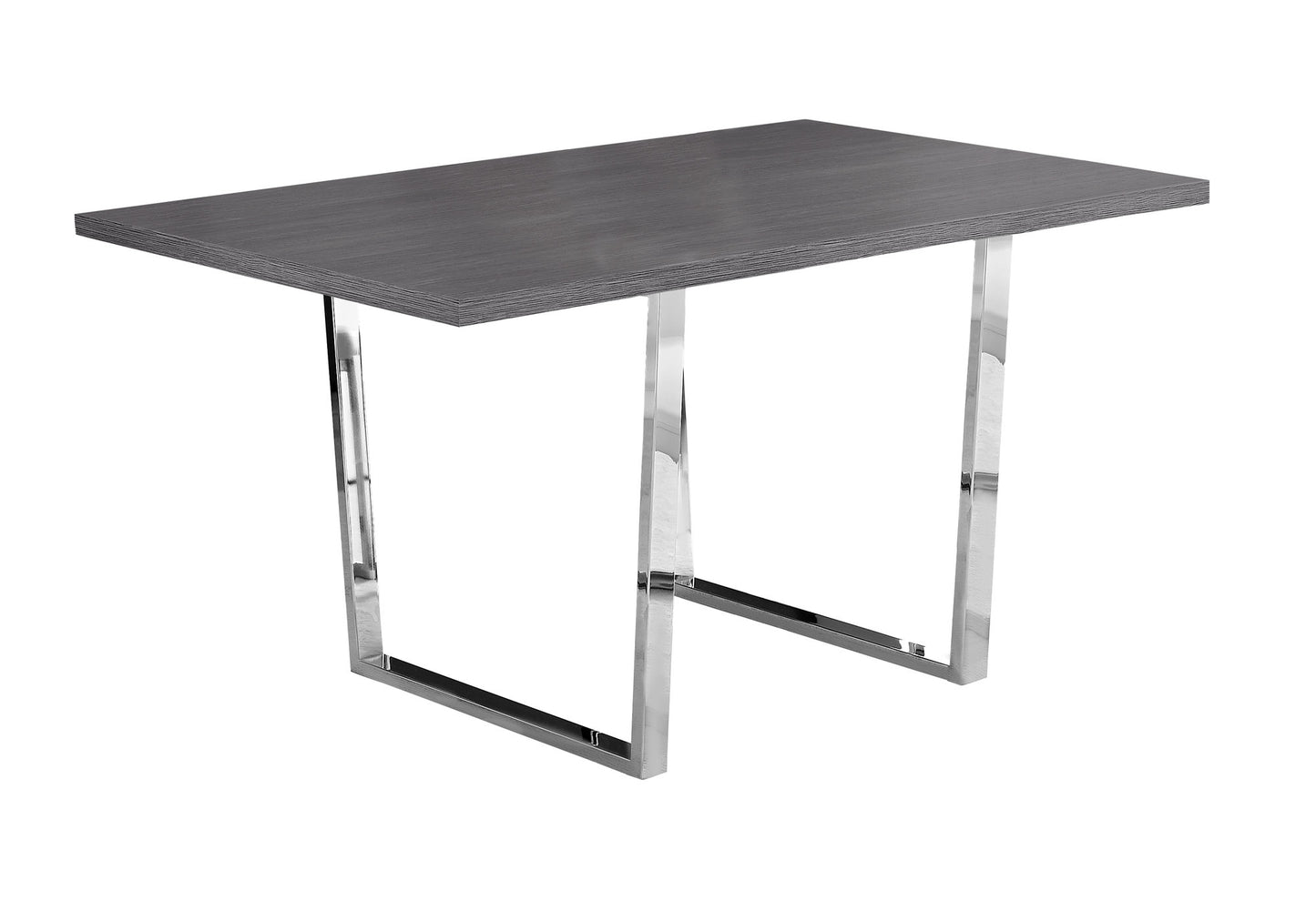 Monarch Specialty Dining Table, 60" Rectangular, Grey, Chrome, Contemporary, Modern I 1120