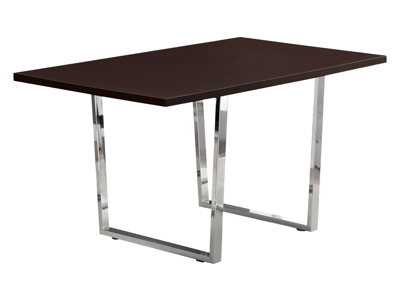 Monarch Specialty Dining Table, 60" Rectangular, Brown, Chrome, Contemporary, Modern I 1122