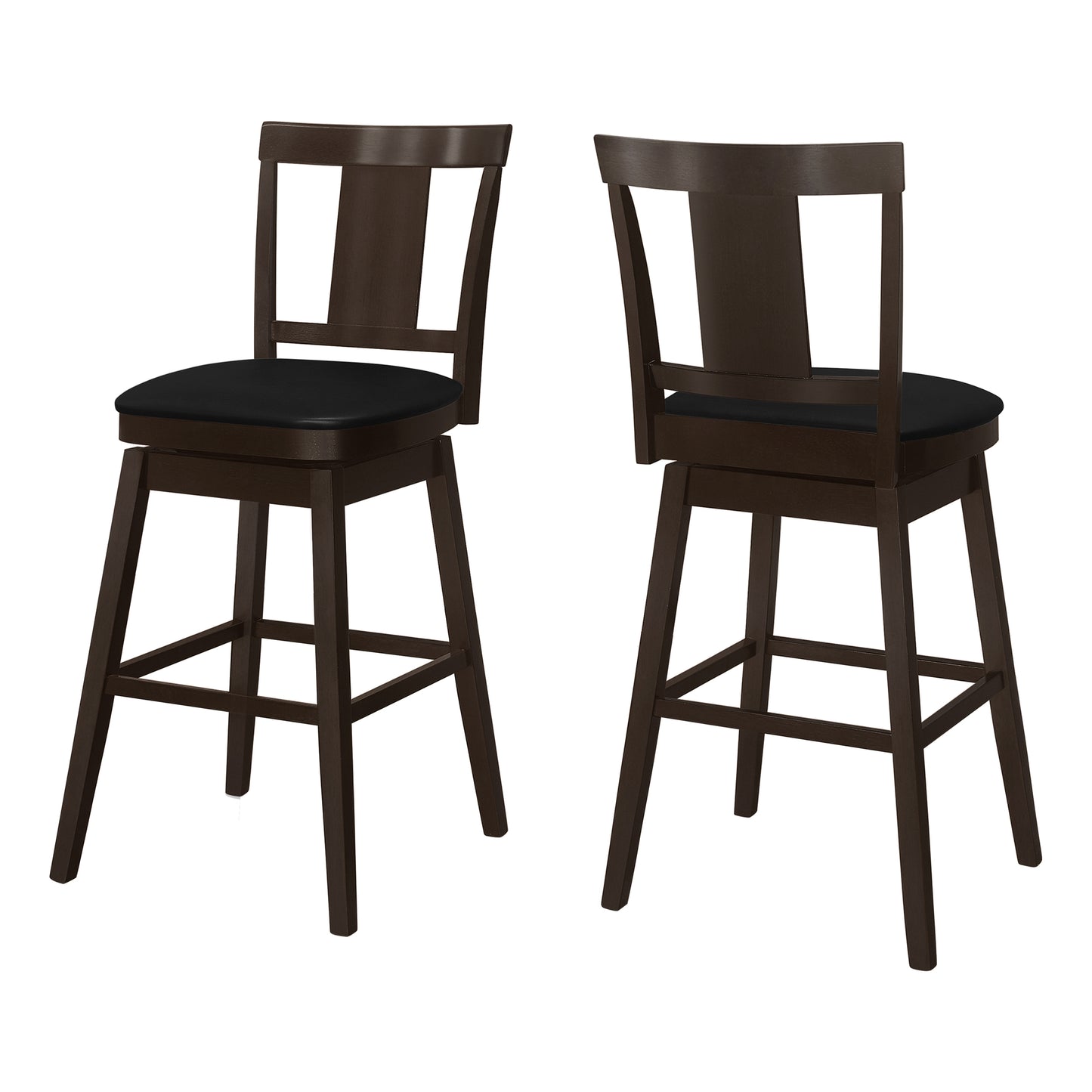 Monarch Specialty Bar Stool, Set Of 2, Swivel, Bar Height, Brown, Black, Transitional I 1230