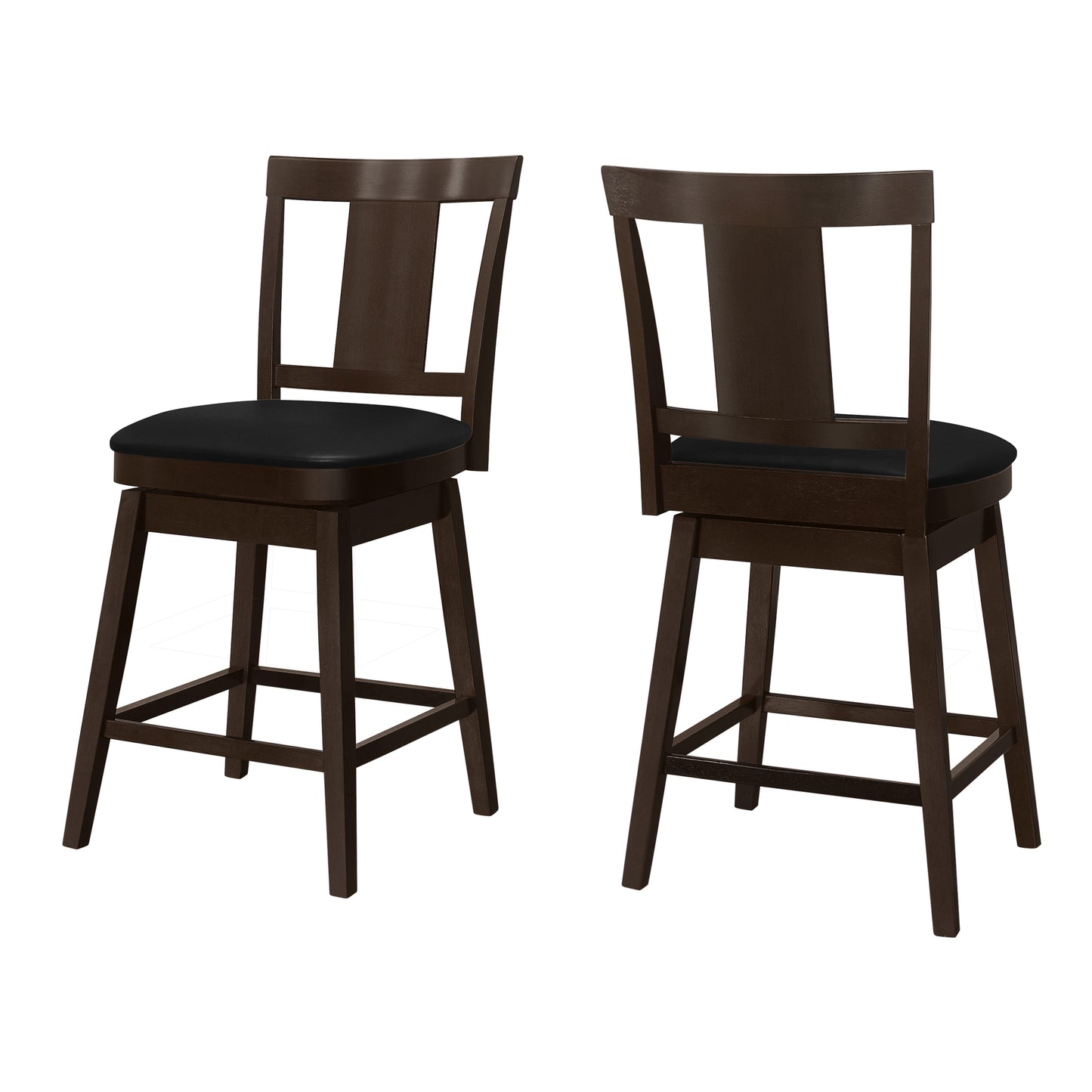 Monarch Specialty Bar Stool, Set Of 2, Swivel, Counter Height, Brown, Black, Transitional I 1231