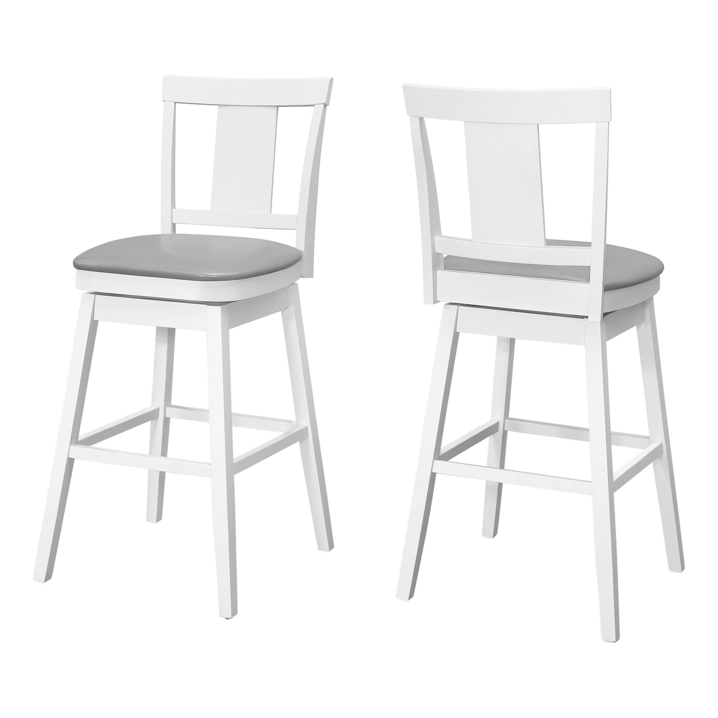 Monarch Specialty Bar Stool, Set Of 2, Swivel, Bar Height, White, Grey, Transitional I 1232