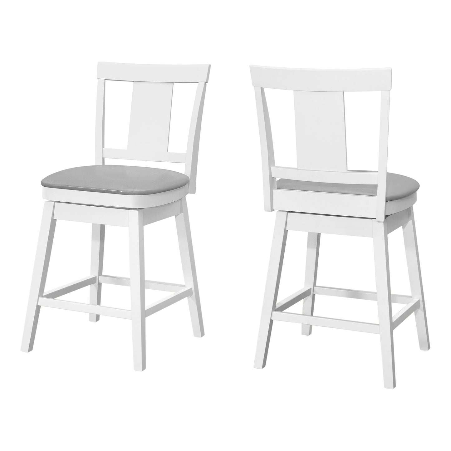 Monarch Specialty Bar Stool, Set Of 2, Swivel, Counter Height White, Grey, Transitional I 1233