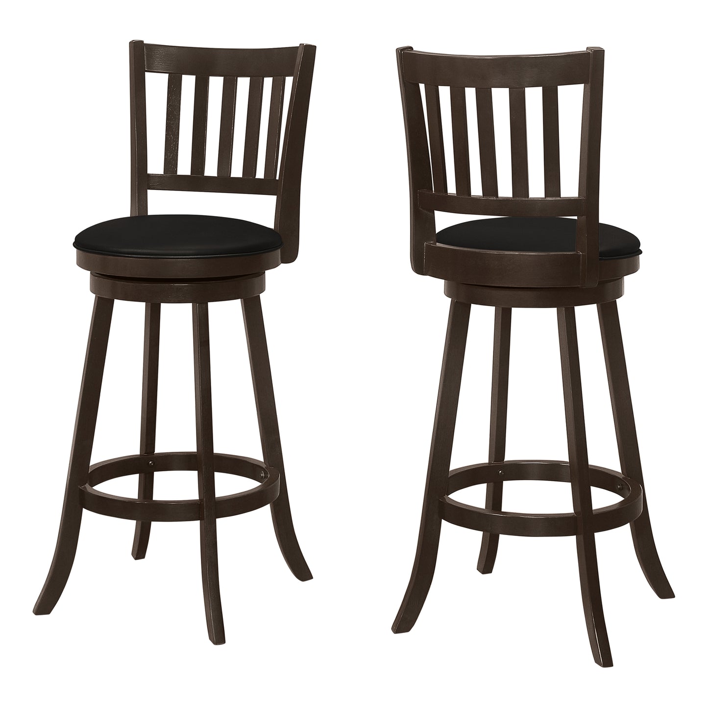 Monarch Specialty Bar Stool, Set Of 2, Swivel, Bar Height, Brown, Black, Transitional I 1236