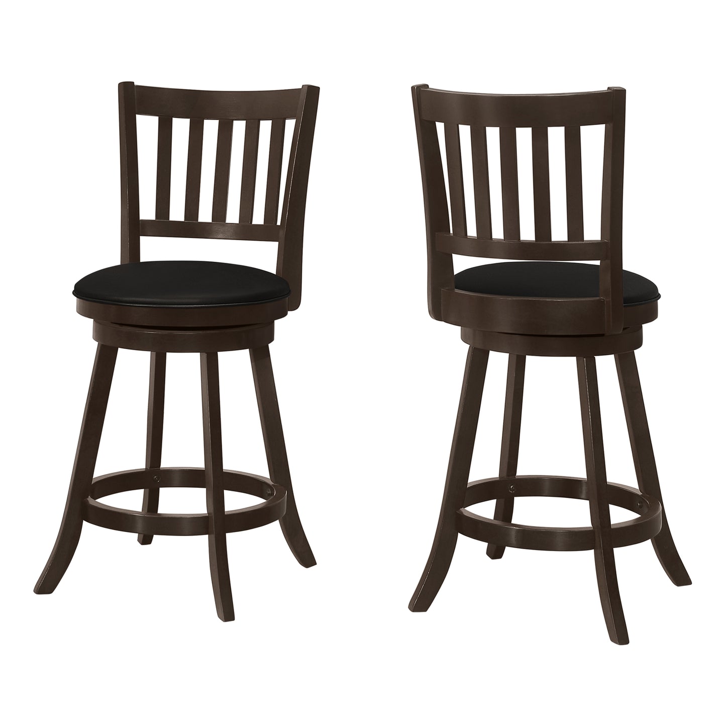 Monarch Specialty Bar Stool, Set Of 2, Swivel, Counter Height, Brown, Black, Transitional I 1237