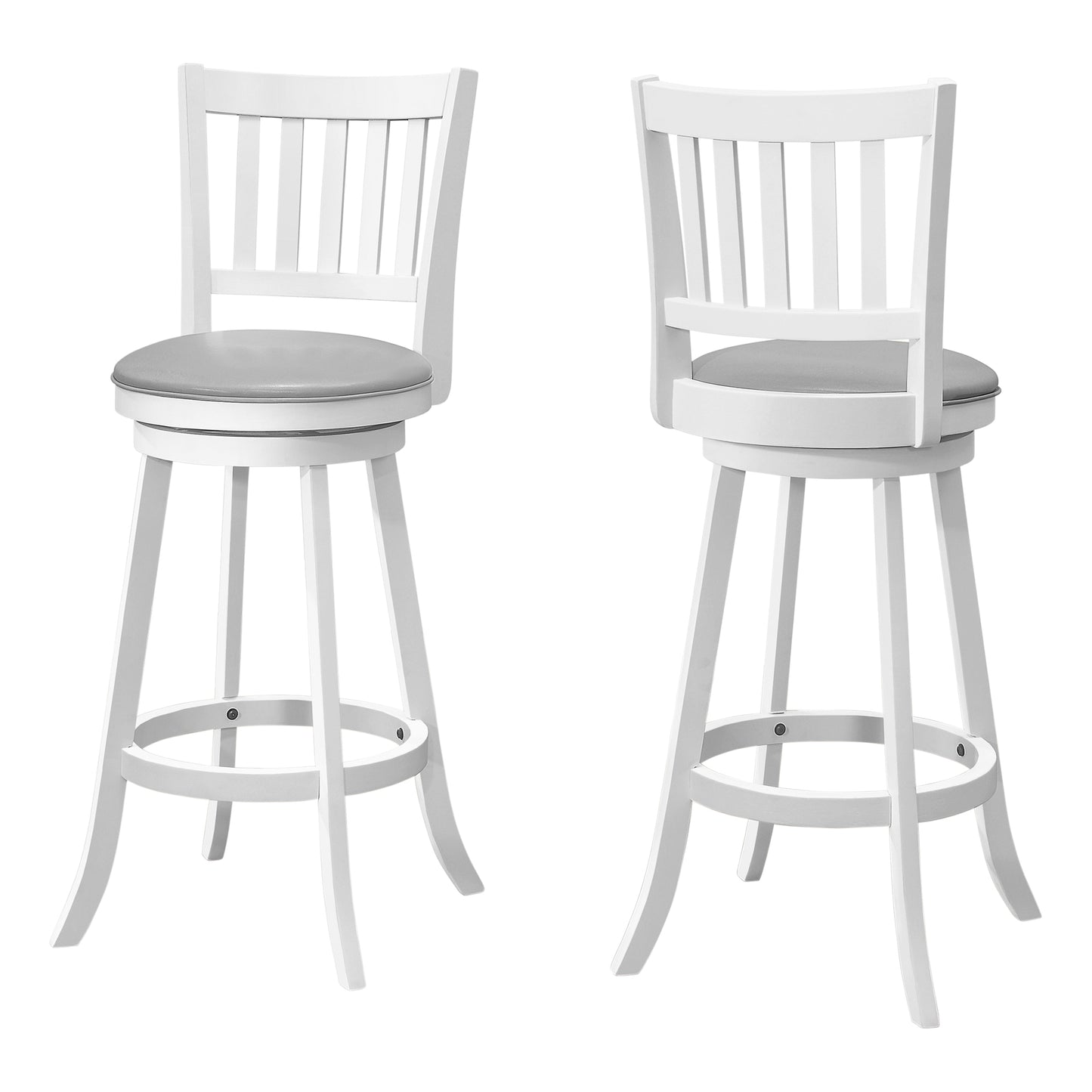 Monarch Specialty Bar Stool, Set Of 2, Swivel, Bar Height, White, Grey, Transitional I 1238