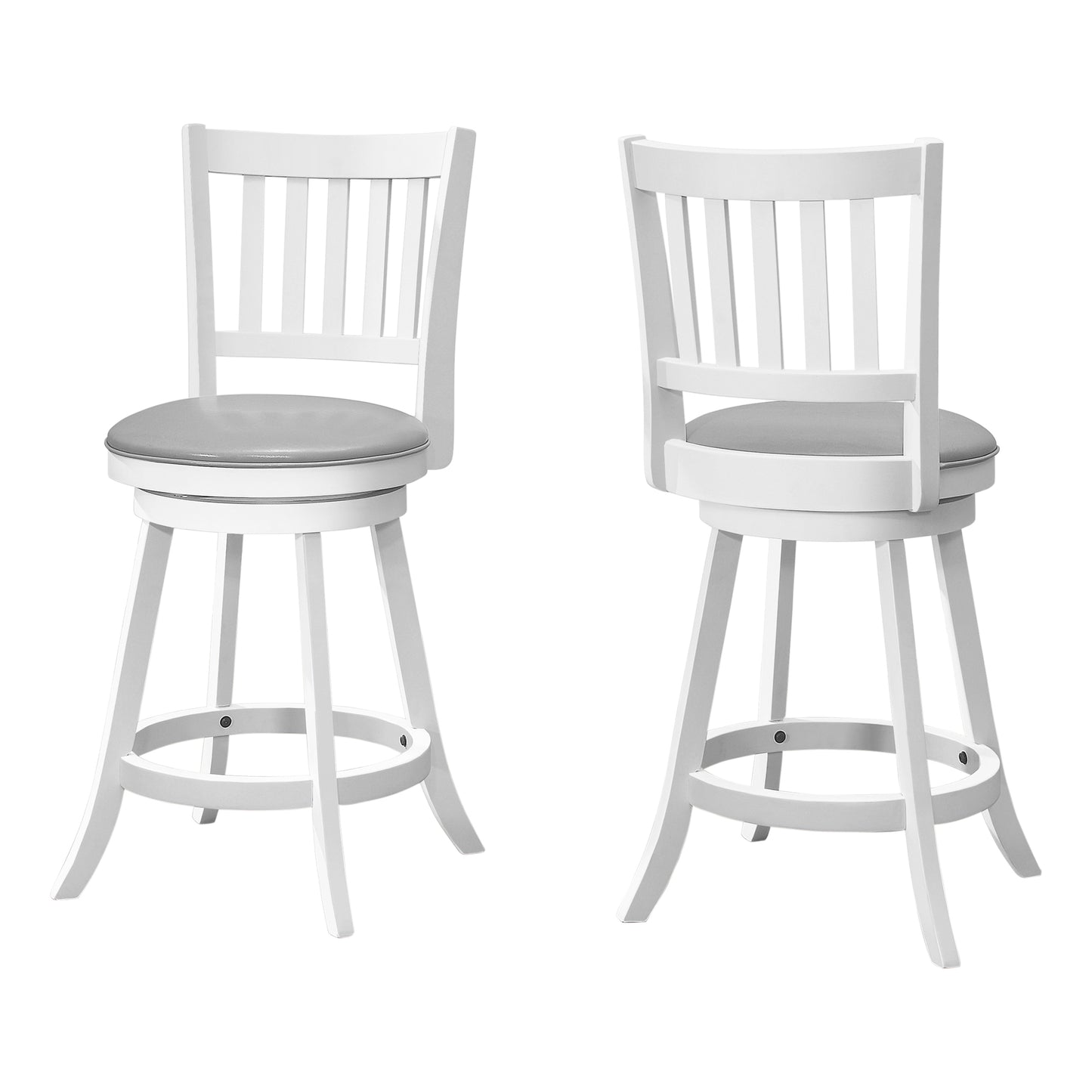 Monarch Specialty Bar Stool, Set Of 2, Swivel, Counter Height, White, Grey, Transitional I 1239