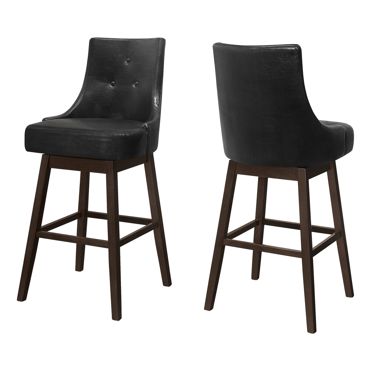 Monarch Specialty Bar Stool, Set Of 2, Swivel Bar Height Brown, Transitional I 1242