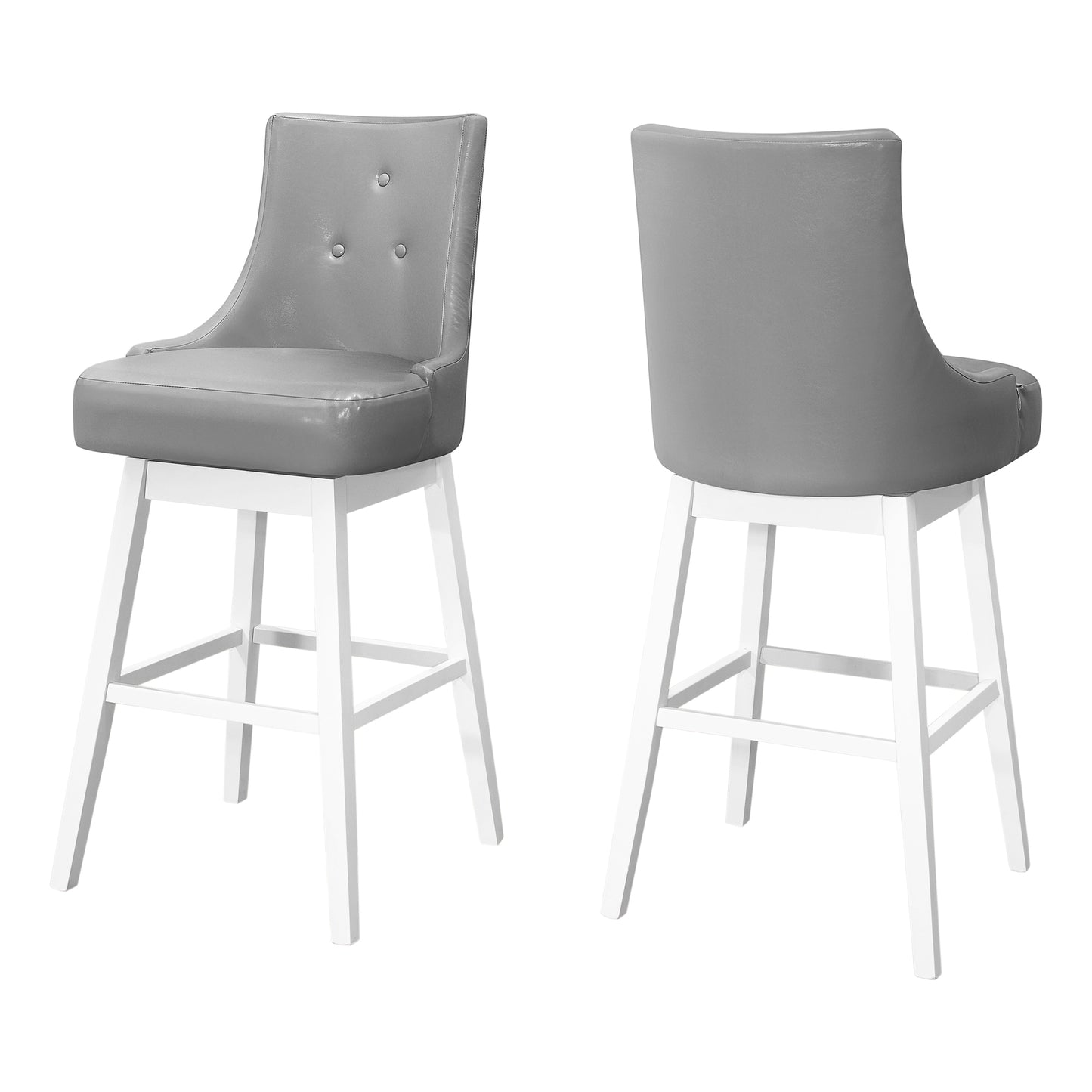 Monarch Specialty Bar Stool, Set Of 2, Swivel Bar Height Grey, White, Transitional I 1243