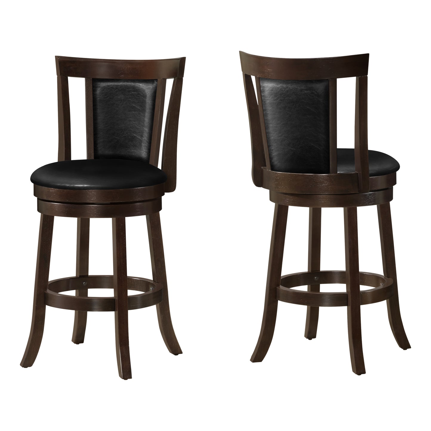 Monarch Specialty Bar Stool, Set Of 2, Swivel, Counter Height, Brown, Black, Transitional I 1288