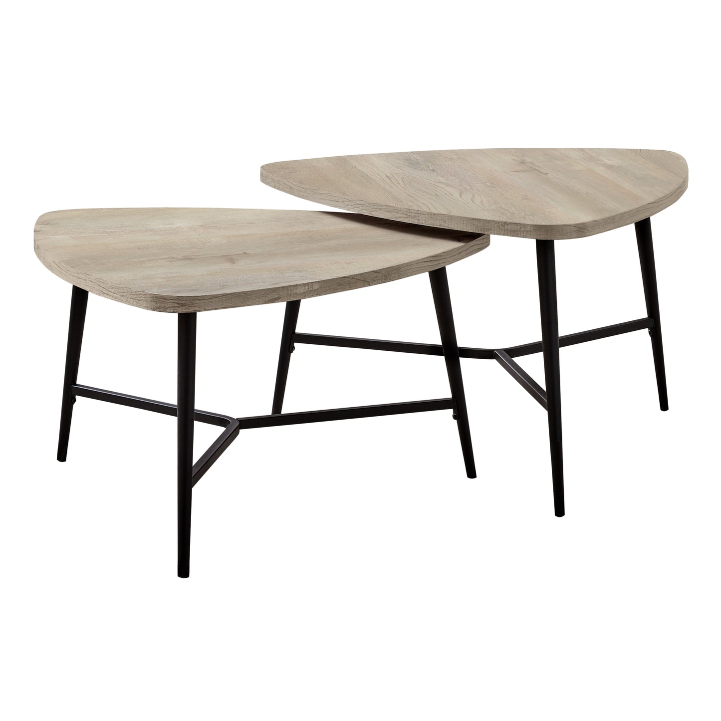 Monarch Specialty Table Set, 2pcs Set, Coffee, Beige, Black, Contemporary, Modern I 7939P