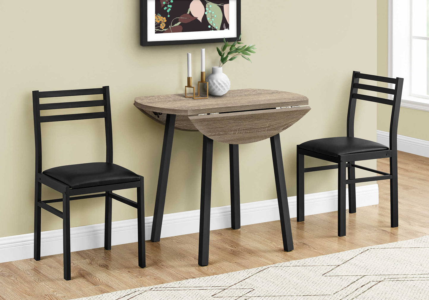 Monarch Specialty Dining Table Set, 3pcs Set, Brown, Black, Contemporary, Modern I 1003