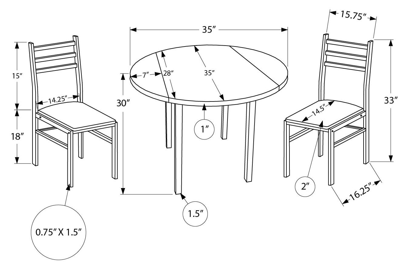 Monarch Specialty Dining Table Set, 3pcs Set, Brown, Black, Contemporary, Modern I 1003