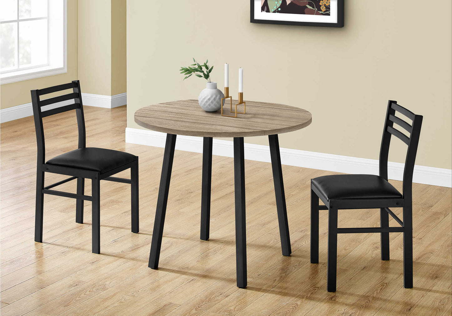 Monarch Specialty Dining Table Set, 3pcs Set, Brown, Black, Contemporary, Modern I 1003