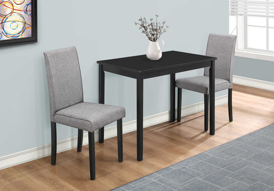 Monarch Specialty Dining Table Set, 3pcs Set, Black, Grey, Contemporary, Modern I 1016