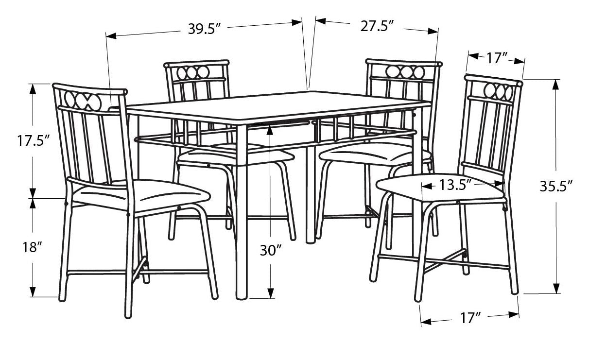 Monarch Specialty Dining Table Set, 5pcs Set, Black, Contemporary, Modern I 1018