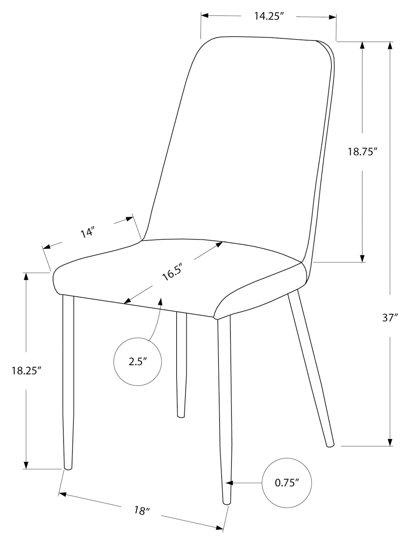 Monarch Specialty Dining Chair, Set Of 2, White, Chrome, Contemporary, Modern I 1033