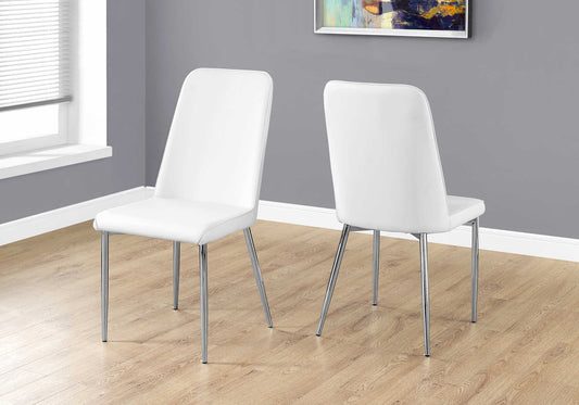 Monarch Specialty Dining Chair, Set Of 2, White, Chrome, Contemporary, Modern I 1033