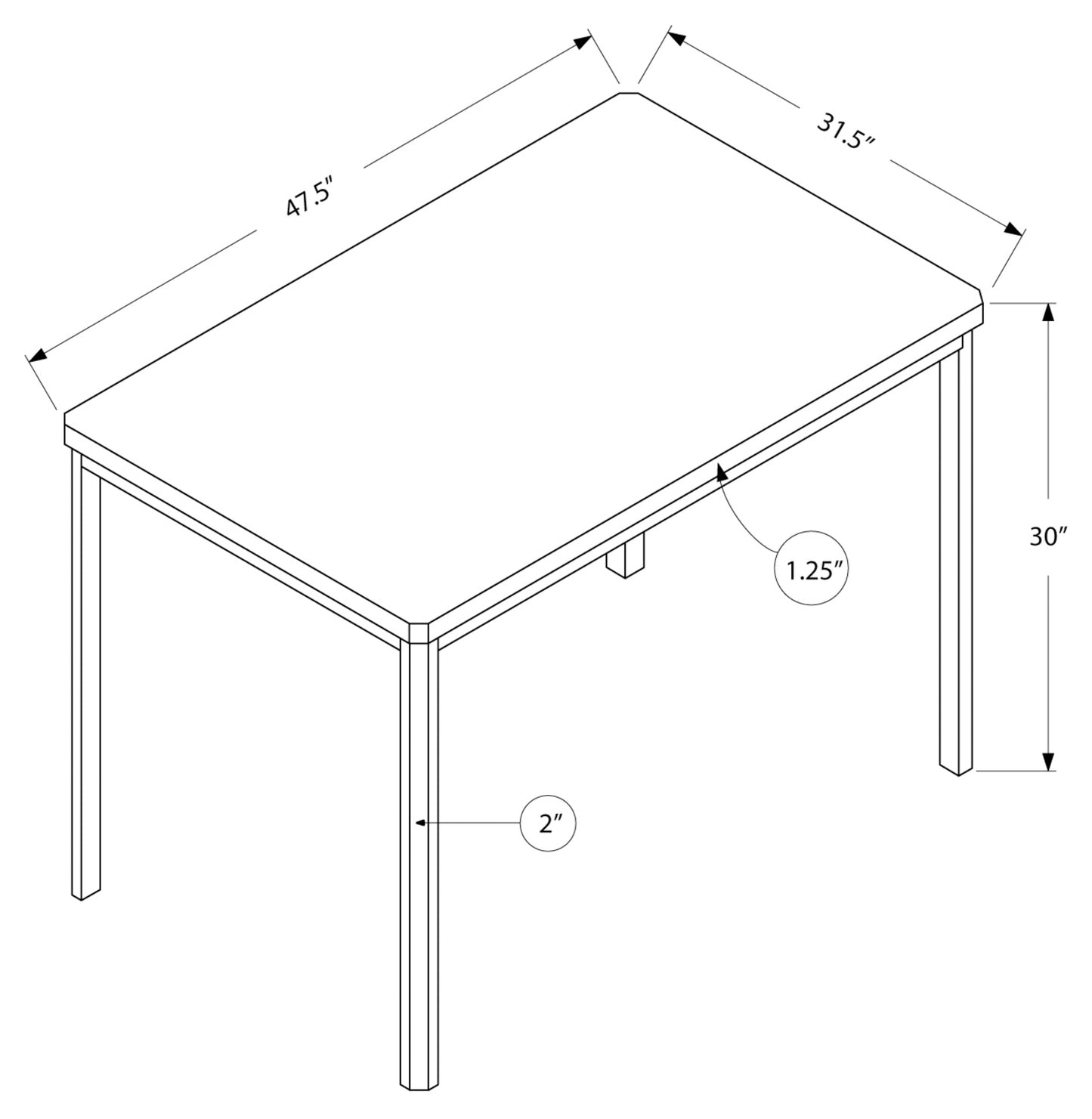 Monarch Specialty Dining Table, 48" Rectangular, Brown, Chrome, Contemporary, Modern I 1042