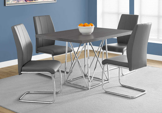 Monarch Specialty Dining Table, 48" Rectangular, Grey, Chrome, Contemporary, Modern I 1059