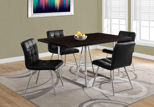 Monarch Specialty Dining Table, 60" Rectangular, Brown, Chrome, Contemporary, Modern I 1064