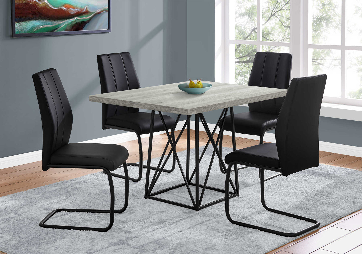 Monarch Specialty Dining Table, 48" Rectangular, Grey, Black, Contemporary, Modern I 1108