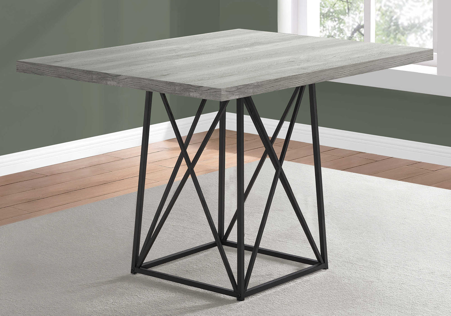 Monarch Specialty Dining Table, 48" Rectangular, Grey, Black, Contemporary, Modern I 1108