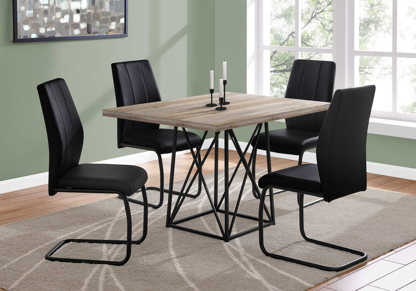 Monarch Specialty Dining Table, 48" Rectangular, Beige, Black, Contemporary, Modern I 1109