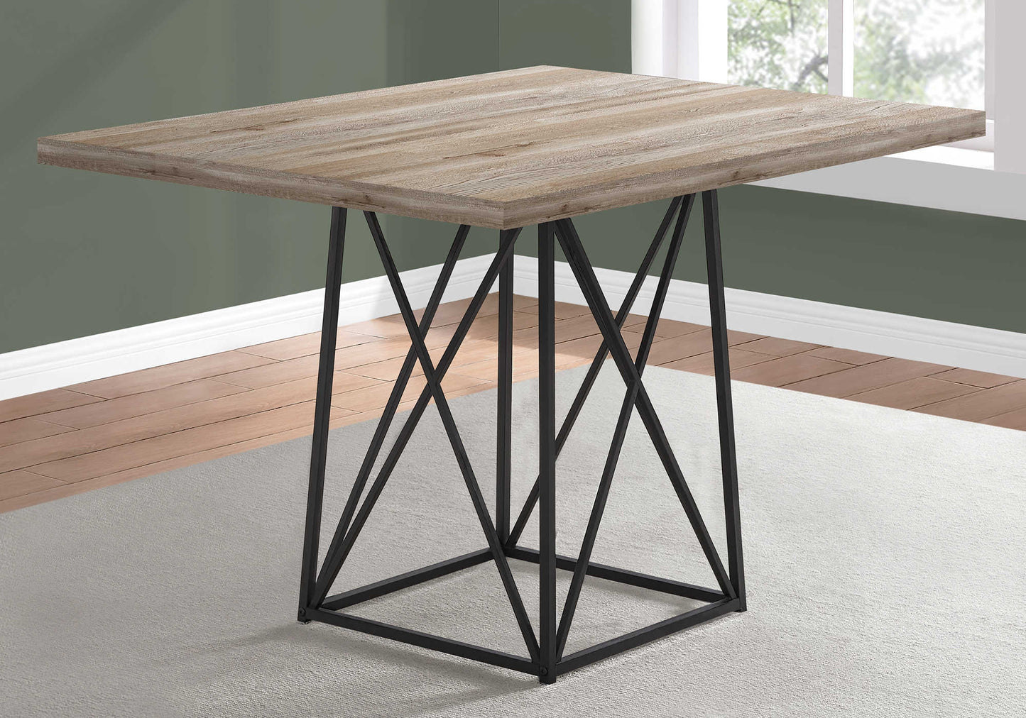 Monarch Specialty Dining Table, 48" Rectangular, Beige, Black, Contemporary, Modern I 1109