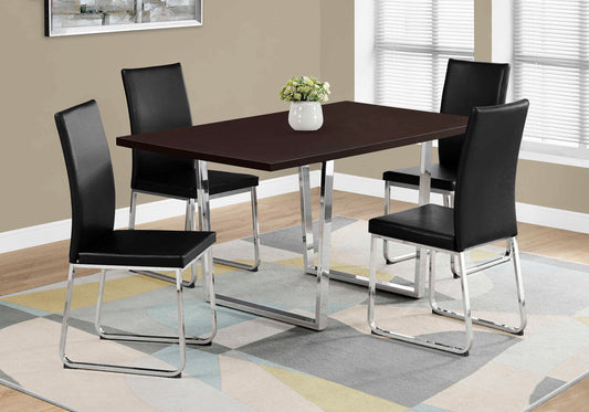 Monarch Specialty Dining Table, 60" Rectangular, Brown, Chrome, Contemporary, Modern I 1122