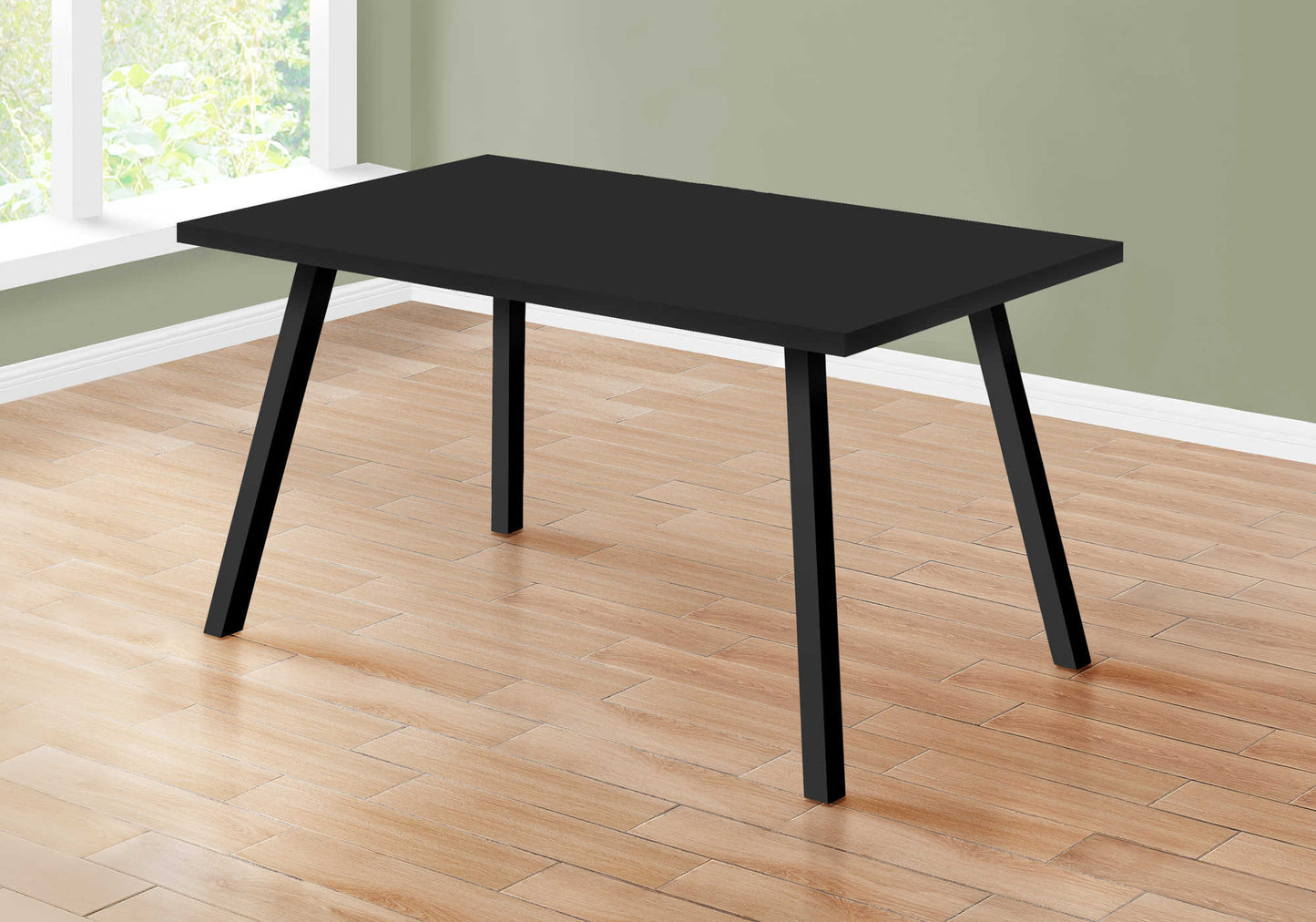 Monarch Specialty Dining Table, 60" Rectangular, Black, Contemporary, Modern I 1139