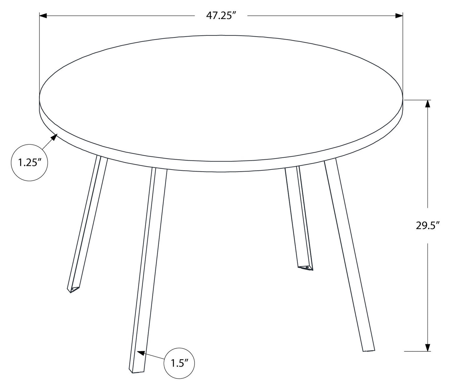 Monarch Specialty Dining Table, 48" Round Grey, Black, Contemporary, Modern I 1151