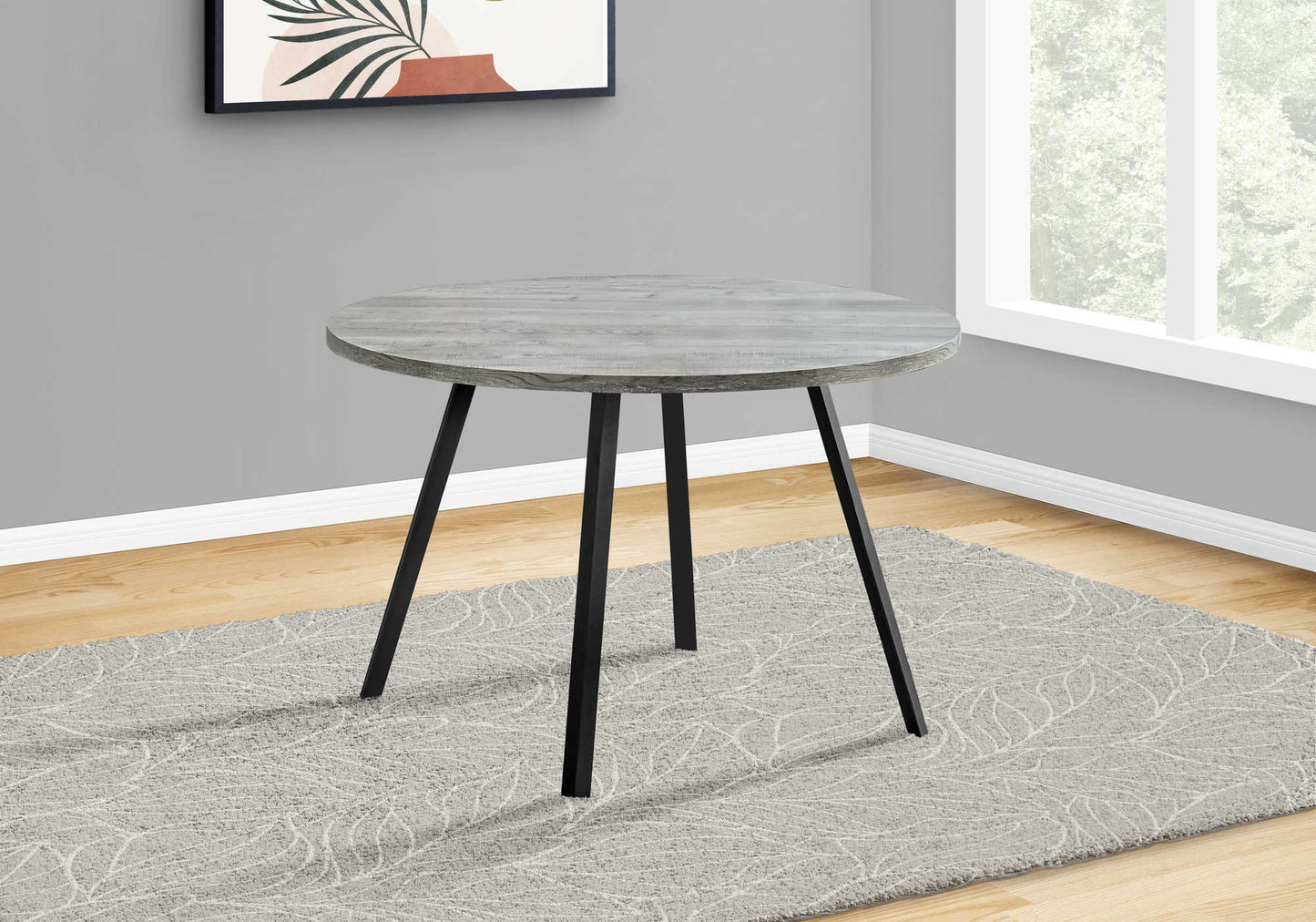 Monarch Specialty Dining Table, 48" Round Grey, Black, Contemporary, Modern I 1151