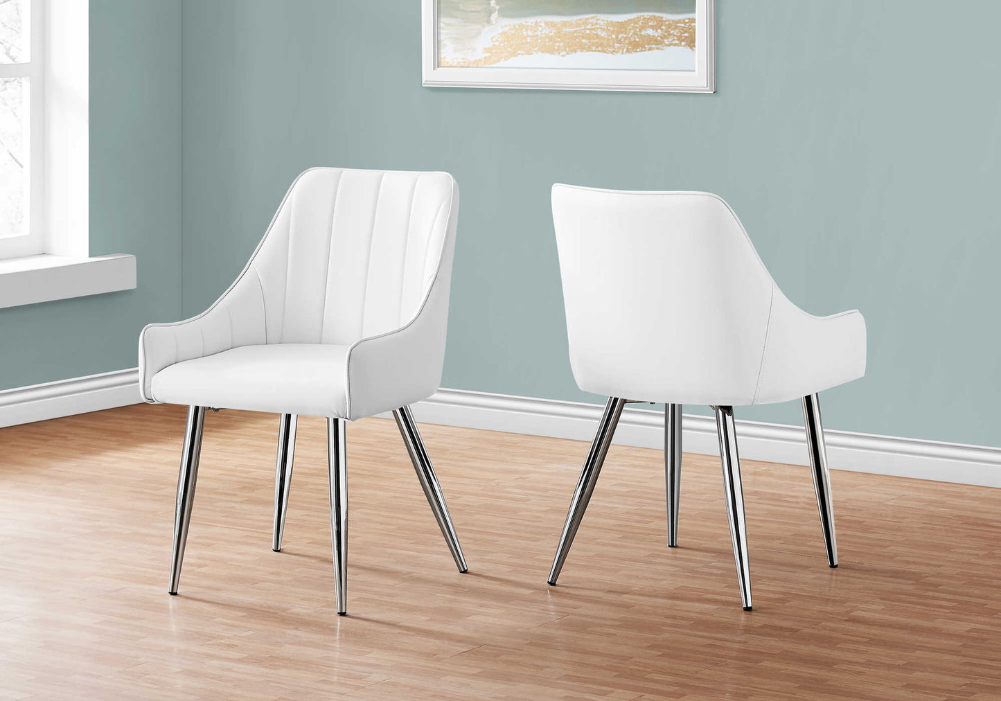 Monarch Specialty Dining Chair, Set Of 2 White, Chrome, Contemporary, Modern I 1184