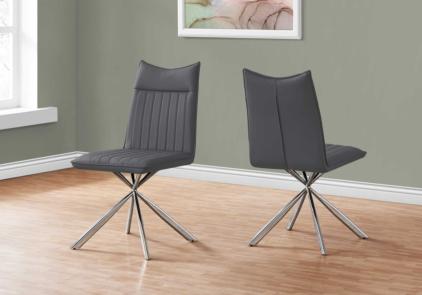 Monarch Specialty Dining Chair, Set Of 2, Chrome, Contemporary, Modern