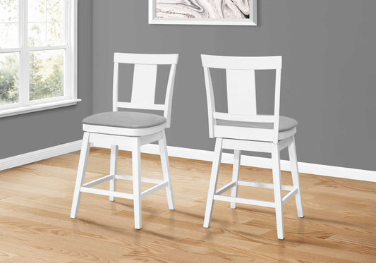 Monarch Specialty Bar Stool, Set Of 2, Swivel, Counter Height White, Grey, Transitional I 1233