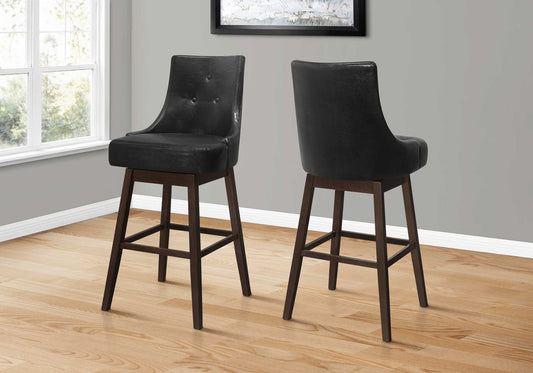 Monarch Specialty Bar Stool, Set Of 2, Swivel Bar Height Brown, Transitional I 1242