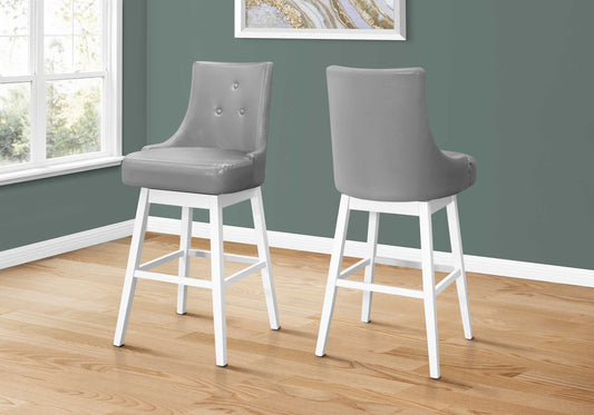 Monarch Specialty Bar Stool, Set Of 2, Swivel Bar Height Grey, White, Transitional I 1243