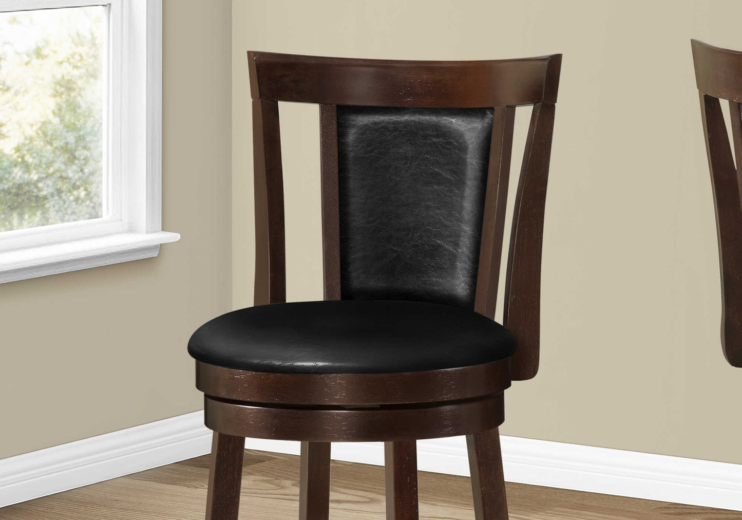 Monarch Specialty Bar Stool, Set Of 2, Swivel, Counter Height, Brown, Black, Transitional I 1288