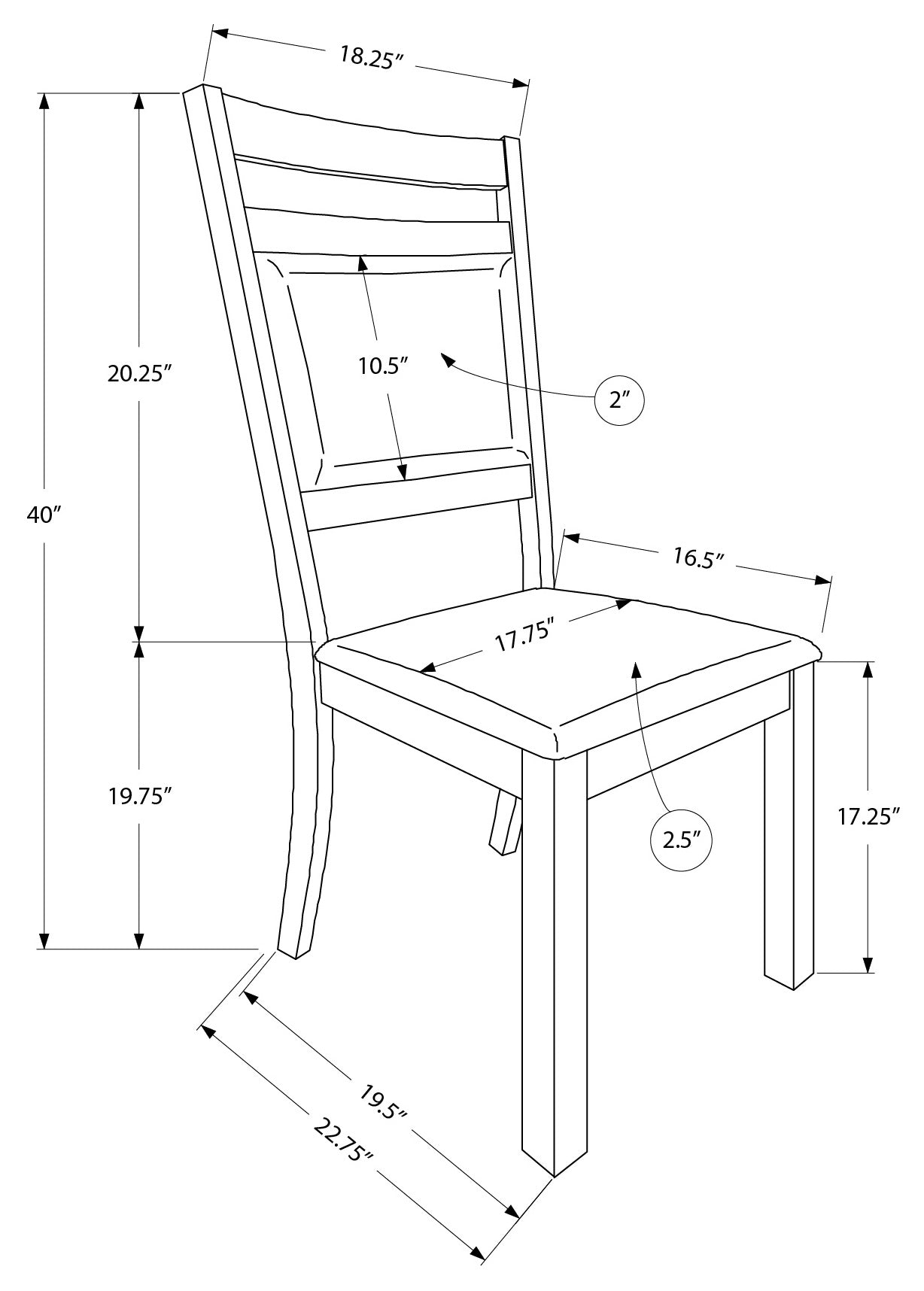 Monarch Specialty Dining Chair, Set Of 2, Brown, Transitional I 1310