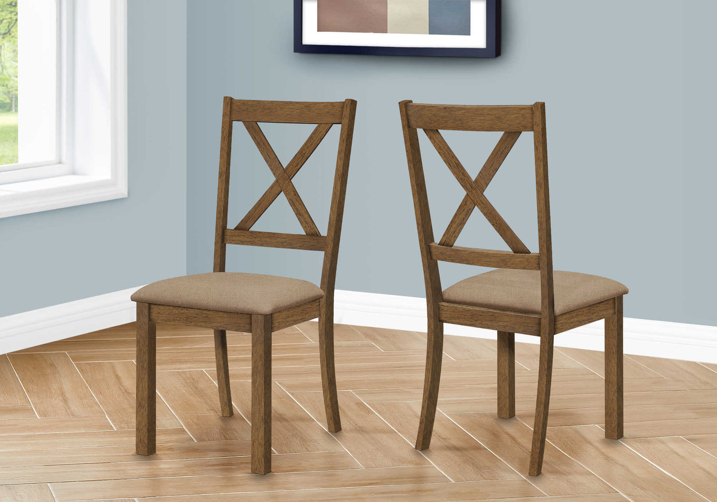 Monarch Specialty Dining Chair, Set Of 2, Brown, Beige, Transitional I 1311