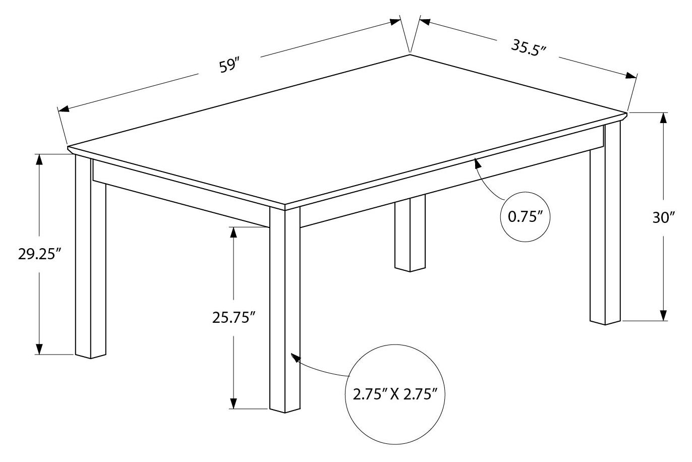 Monarch Specialty Dining Table, 60" Rectangular Wood Legs, Brown, Transitional I 1314