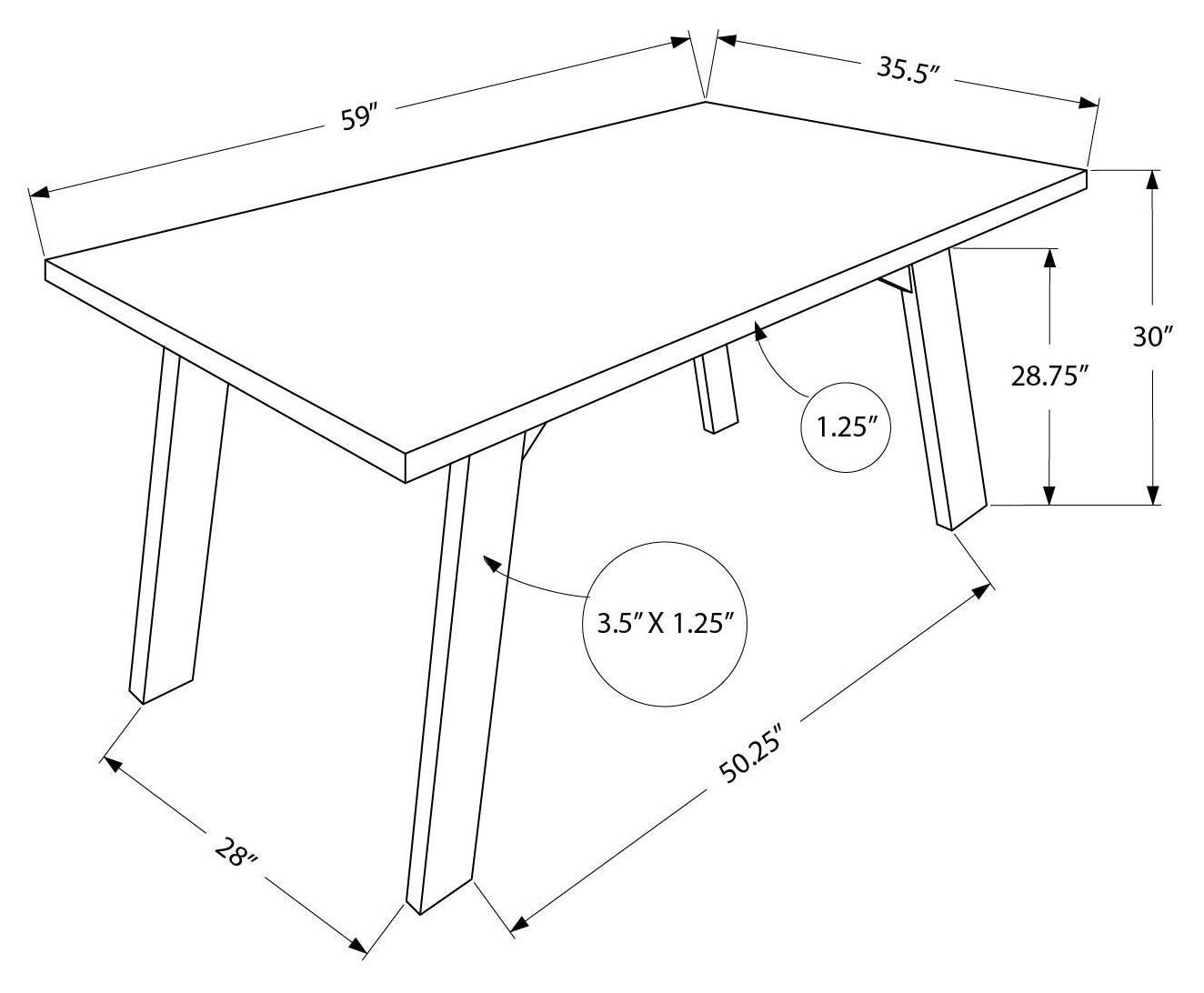 Monarch Specialty Dining Table, 60" Rectangular Wood Legs, Brown, Transitional I 1315