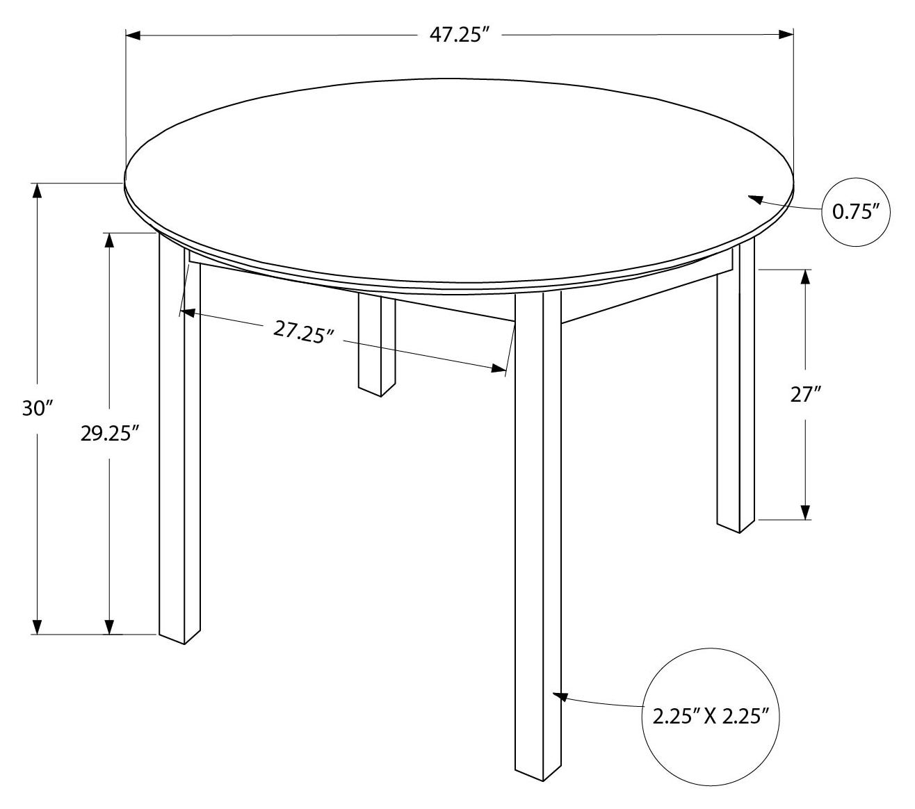 Monarch Specialty Dining Table, 48" Round,  Brown, Transitional I 1316