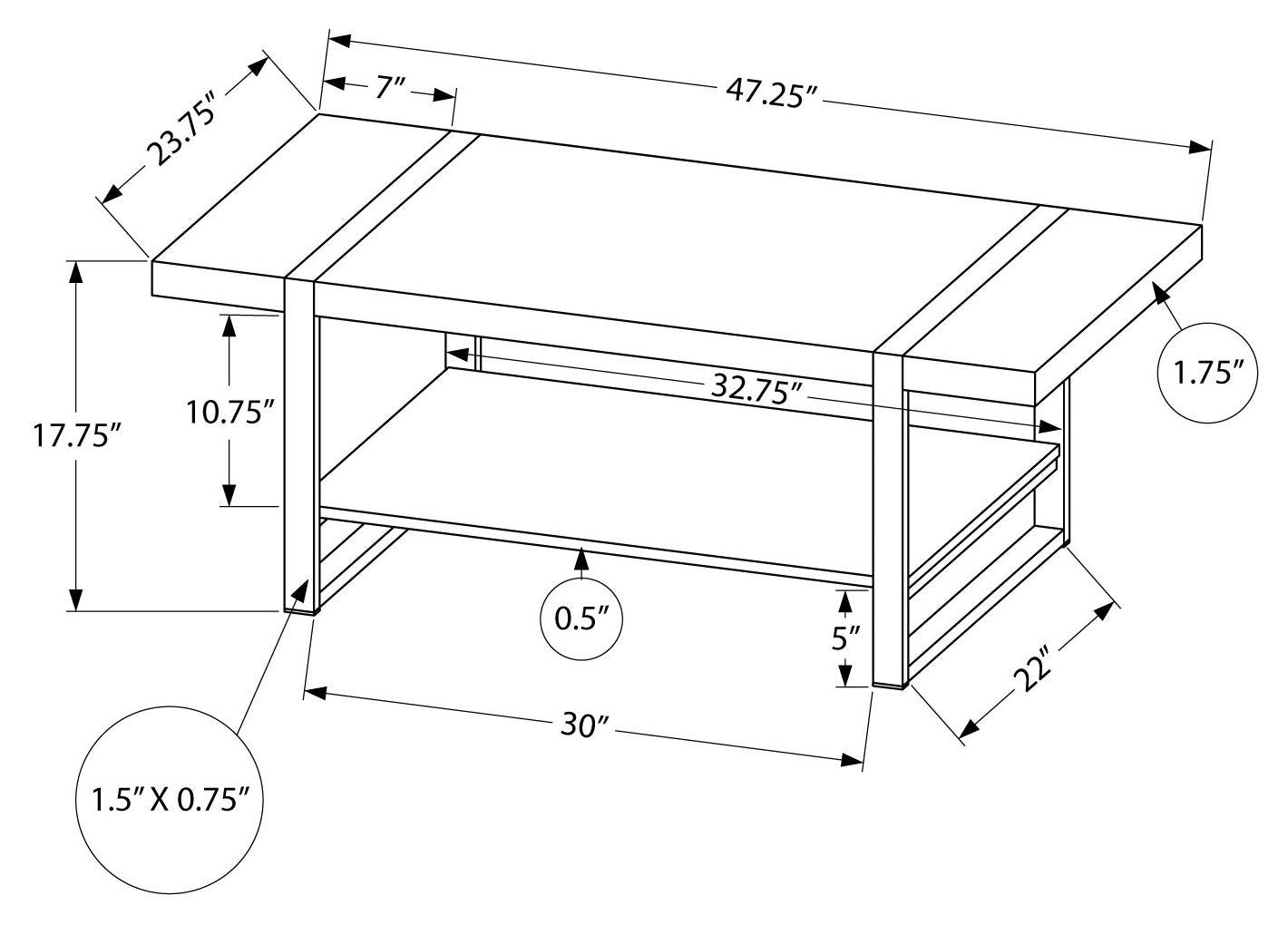 Monarch Specialty Coffee Table, Accent, Black, Contemporary, Modern