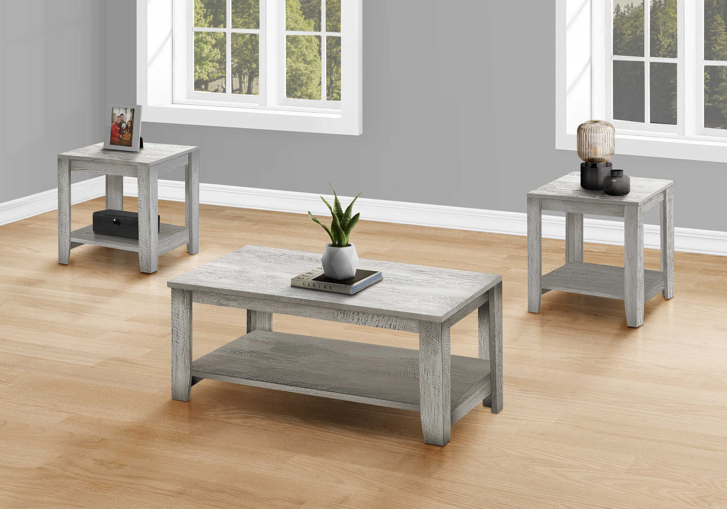 Monarch Specialty Table Set, 3pcs Set, Coffee, End, Side, Accent, Living Room, Laminate, Transitional