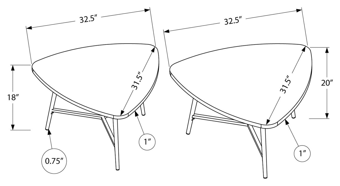 Monarch Specialty Table Set, 2pcs Set, Coffee, Beige, Black, Contemporary, Modern I 7939P