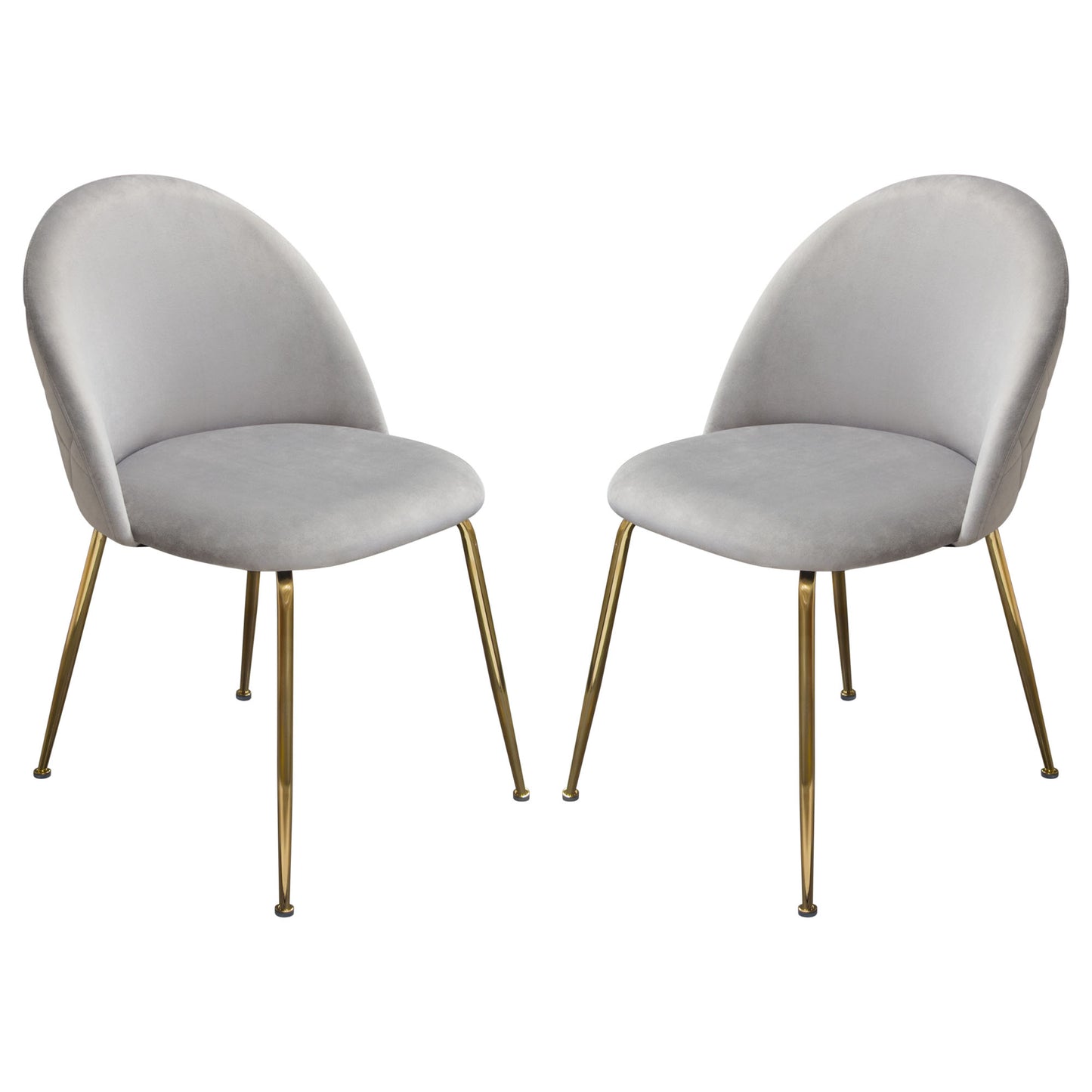 Lilly Set of (2) Dining Chairs in Grey Velvet w/ Brushed Gold Metal Legs by Diamond Sofa LILLYDCGR2PK